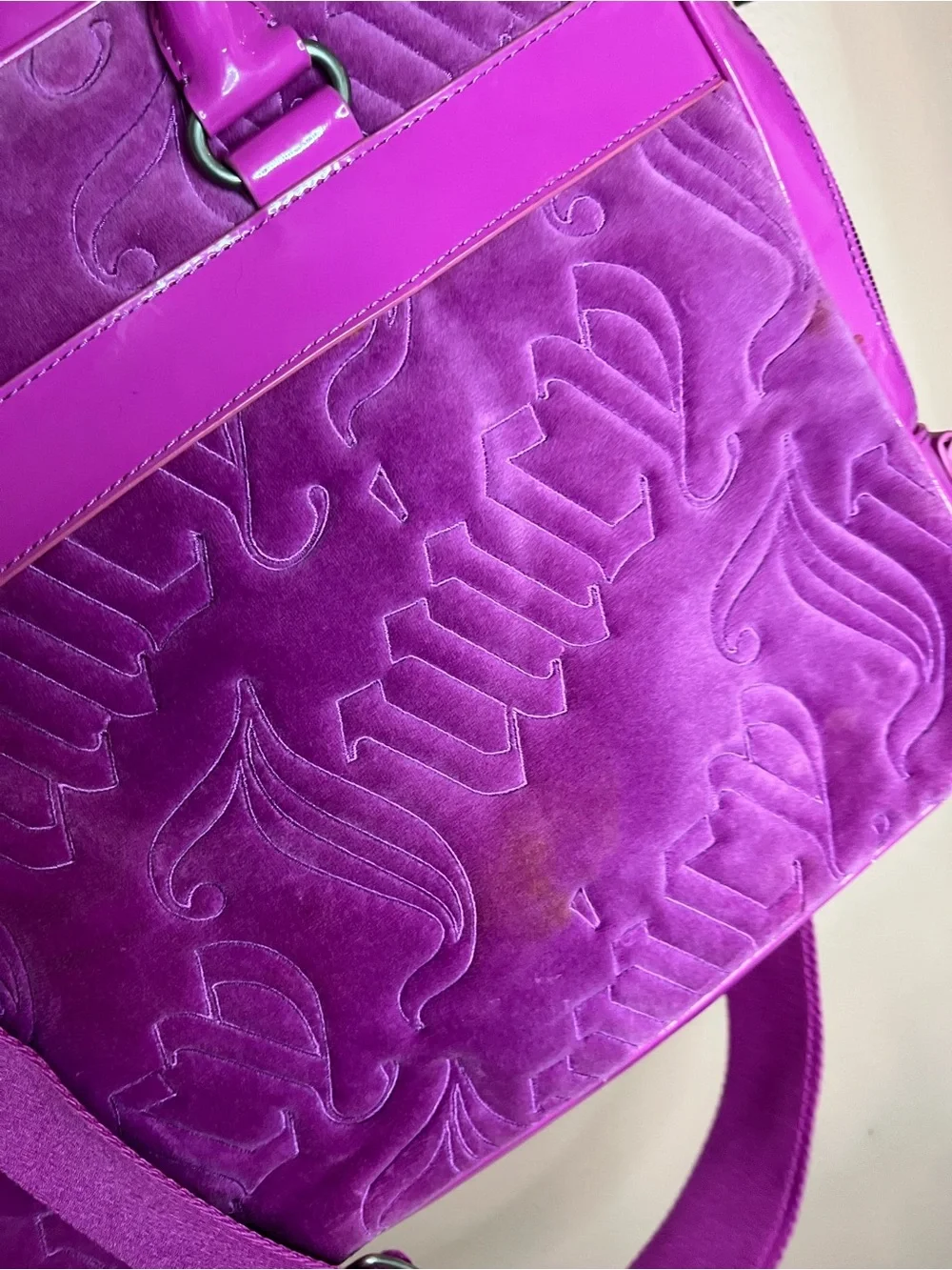 Juicy Couture Y2K Fuchsia Velvet Laptop Tote